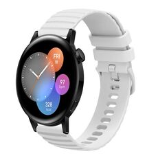 Per Huawei Watch 3 Cinturino in silicone tinta unita con motivo a pois ondulato da 22 mm (bianco)
