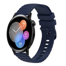 Per Huawei Watch 3 Cinturino in silicone tinta unita con motivo a pois ondulato da 22 mm (blu navy)