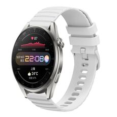 Per Huawei Watch 3 Pro Cinturino per orologio in silicone tinta unita con motivo a pois ondulato da 22 mm (bianco)