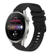Per Huawei Watch 3 Pro Cinturino per orologio in silicone tinta unita con motivo a pois ondulato da 22 mm (nero)