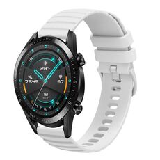 Per Huawei GT2 46mm 22mm cinturino in silicone tinta unita con motivo a pois ondulato (bianco)