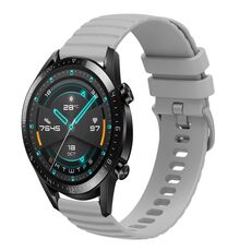 Per Huawei GT2 46mm 22mm cinturino in silicone tinta unita con motivo a pois ondulato (grigio)
