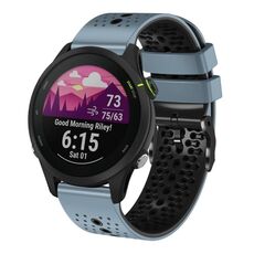 Per Garmin Forerunner255 Cinturino in silicone bicolore traforato da 22 mm (blu + nero)