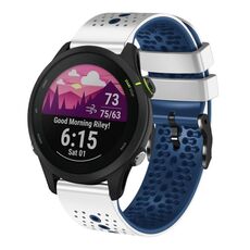 Per Garmin Forerunner 255 Music Cinturino in silicone bicolore traforato da 22 mm (bianco + blu)