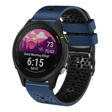 Per Garmin Forerunner 255 Music Cinturino in silicone bicolore perforato da 22 mm (blu notte + nero)