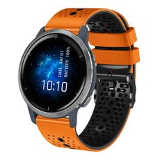 Per Garmin Venu 2 cinturino in silicone bicolore traforato da 22 mm (arancione + nero)