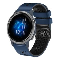 Per Garmin Venu 2 cinturino in silicone bicolore traforato da 22 mm (blu notte + nero)