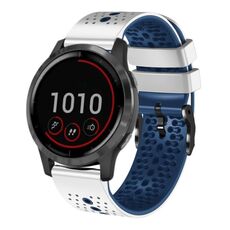 Per Garmin vivoactive 4 cinturino in silicone bicolore traforato da 22 mm (bianco + blu)