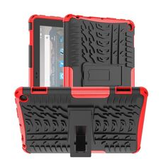 Per Amazon Kindle Fire HD 8 2022 Tire Texture TPU + Custodia per tablet PC con supporto (rosso)