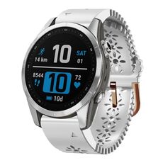 Per Garmin Fenix 7S 20mm cinturino in silicone da donna con punzone in pizzo (bianco)