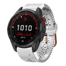 Per Garmin Fenix 7S Solar 20mm Cinturino in silicone da donna con pizzo Punch (bianco)