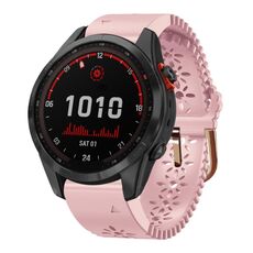 Per Garmin Fenix 7S Solar 20mm Cinturino in silicone da donna con punzone in pizzo (rosa)
