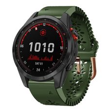 Per Garmin Fenix 7S Solar 20mm Cinturino in silicone da donna con punzone in pizzo (verde militare)
