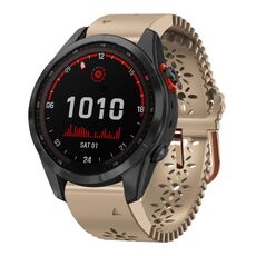 Per Garmin Fenix 7S Solar 20mm Cinturino in silicone da donna con punzone in pizzo (cachi)