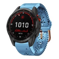 Per Garmin Fenix 7S Solar 20mm Cinturino in silicone da donna con pizzo Punch (blu)