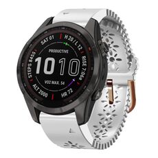 Per Garmin Fenix 7S Sapphire Solar 20mm Cinturino in silicone da donna con punzone in pizzo (bianco)