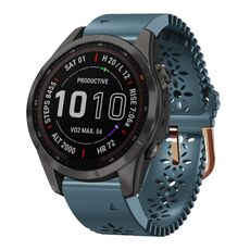 Per Garmin Fenix 7S Sapphire Solar 20mm Cinturino in silicone da donna con punzone in pizzo (Lake Blue)