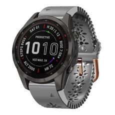 Per Garmin Fenix 7S Sapphire Solar 20mm Cinturino in silicone da donna con punzone in pizzo (grigio)