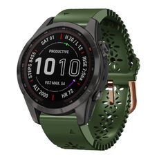 Per Garmin Fenix 7S Sapphire Solar 20mm Cinturino in silicone da donna con punzone in pizzo (verde militare)