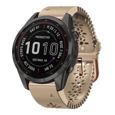 Per Garmin Fenix 7S Sapphire Solar 20mm Cinturino in silicone da donna con punzone in pizzo (cachi)