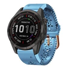 Per Garmin Fenix 7S Sapphire Solar 20mm Cinturino in silicone da donna con punzone in pizzo (blu)