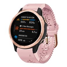 Per Garmin Fenix 6S 20mm cinturino in silicone da donna con punzone in pizzo (rosa)
