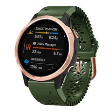 Per Garmin Fenix 6S 20mm cinturino in silicone da donna con punzone in pizzo (verde militare)