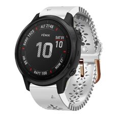 Per Garmin Fenix 6S Pro 20mm cinturino in silicone da donna con punzone in pizzo (bianco)