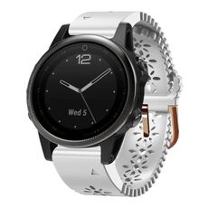 Per Garmin Fenix 5S 20mm cinturino in silicone da donna con punzone in pizzo (bianco)