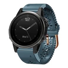 Per Garmin Fenix 5S 20mm cinturino in silicone da donna con punzone in pizzo (lago blu)