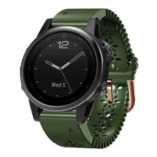 Per Garmin Fenix 5S 20mm cinturino in silicone da donna con punzone in pizzo (verde militare)