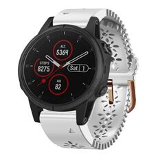 Cinturino in silicone da donna per Garmin Fenix 5S Plus 20 mm con punzone in pizzo (bianco)