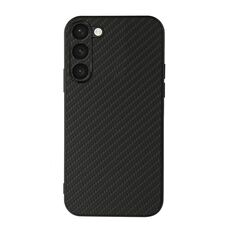 Per Samsung Galaxy S23 + 5G Custodia per telefono in PU con trama in fibra di carbonio con foro preciso (nero)