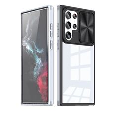 Per Samsung Galaxy S22 Ultra 5G Custodia per telefono Camshield scorrevole a 360 gradi (nero + grigio)