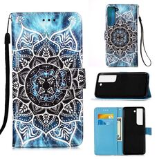 Per Samsung Galaxy S23+ 5G Custodia per telefono in pelle tinta unita con disegno colorato (Mandala sottomarino)