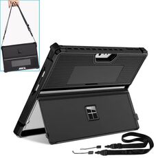 Per Microsoft Surface Pro 9 Custodia per tablet cava a righe con custodia e tracolla (nero)