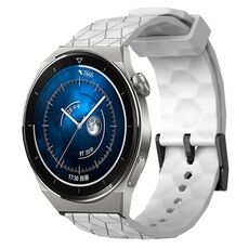 Per Huawei Watch GT3 Pro 43mm 20mm Cinturino in silicone a tinta unita con motivo calcio (bianco)