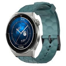 Per Huawei Watch GT3 Pro 43mm 20mm Cinturino per orologio in silicone tinta unita con motivo a calcio (Rock Cyan)
