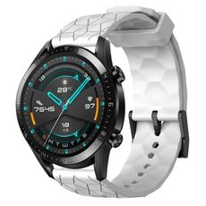 Per Huawei Watch GT2 42mm 20mm Cinturino in silicone a tinta unita con motivo calcio (bianco)