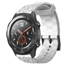 Per Huawei Watch 2 20mm Cinturino in silicone tinta unita con motivo a calcio (bianco)