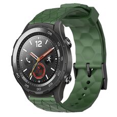 Per Huawei Watch 2 20mm Cinturino per orologio in silicone tinta unita con motivo a calcio (verde militare)