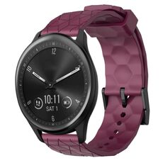 Per Garmin Vivomove Sport 20mm Cinturino per orologio in silicone tinta unita con motivo a calcio (rosso vino)