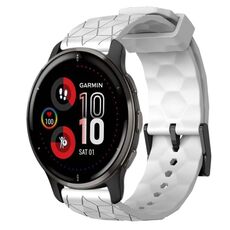 Per Garmin Venu 2 Plus 20mm Cinturino per orologio in silicone tinta unita con motivo a calcio (bianco)
