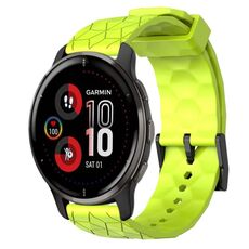 Per Garmin Venu 2 Plus 20mm Cinturino per orologio in silicone tinta unita con motivo a calcio (verde lime)