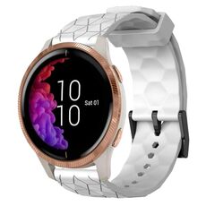 Per Garmin Venu 20mm Cinturino per orologio in silicone tinta unita con motivo a calcio (bianco)