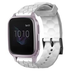 Per Garmin Venu SQ 20mm Cinturino per orologio in silicone tinta unita con motivo a calcio (bianco)