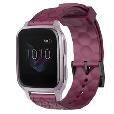Per Garmin Venu SQ 20mm Cinturino per orologio in silicone tinta unita con motivo a calcio (rosso vino)