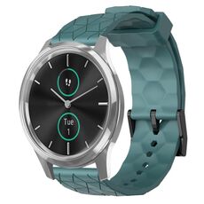 Per Garminmove Luxe 20mm Cinturino per orologio in silicone tinta unita con motivo a calcio (Rock Cyan)