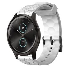 Per Garminmove Style 20mm Cinturino per orologio in silicone tinta unita con motivo a calcio (bianco)