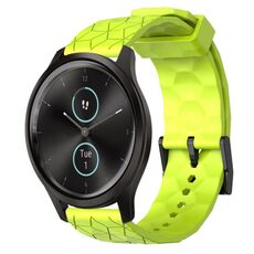 Per Garminmove Style 20mm Cinturino per orologio in silicone tinta unita con motivo a calcio (verde lime)